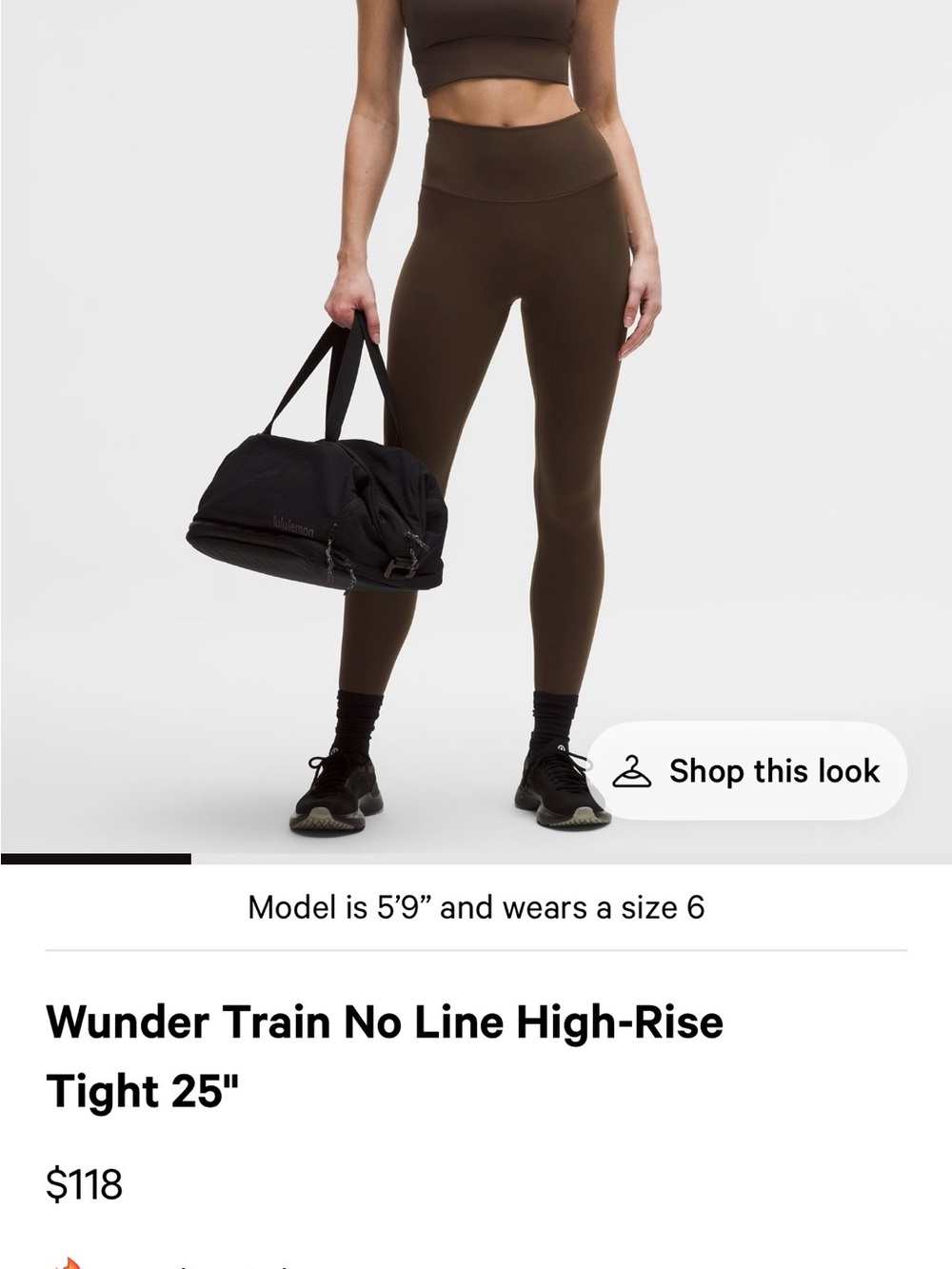Lululemon Wunder Train No Line High-Rise Tight 25" - Brown
